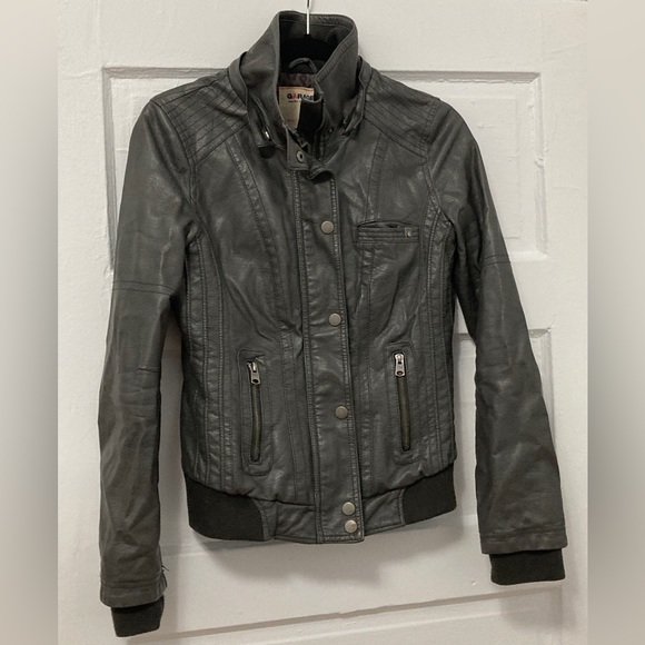 Faux leather grey jacket - Picture 1 of 4